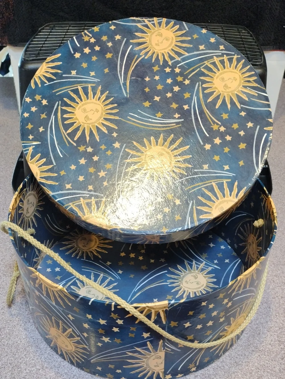 🌙 90's Whimsigoth Large Celestial Round Decorative Storage Hat Box ⭐